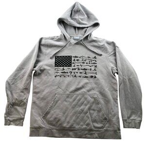 Columbia Mens Hoodie Sweeatshirt Medium Wildlife Flag Pullover PHG Outdoors Gray